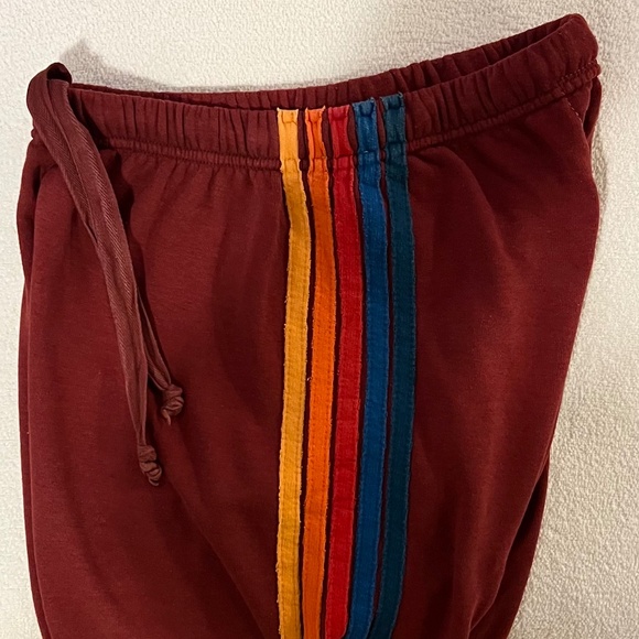 Aviator Nation 5 Stripe Burgundy Sweatpants Size M - Picture 6 of 13